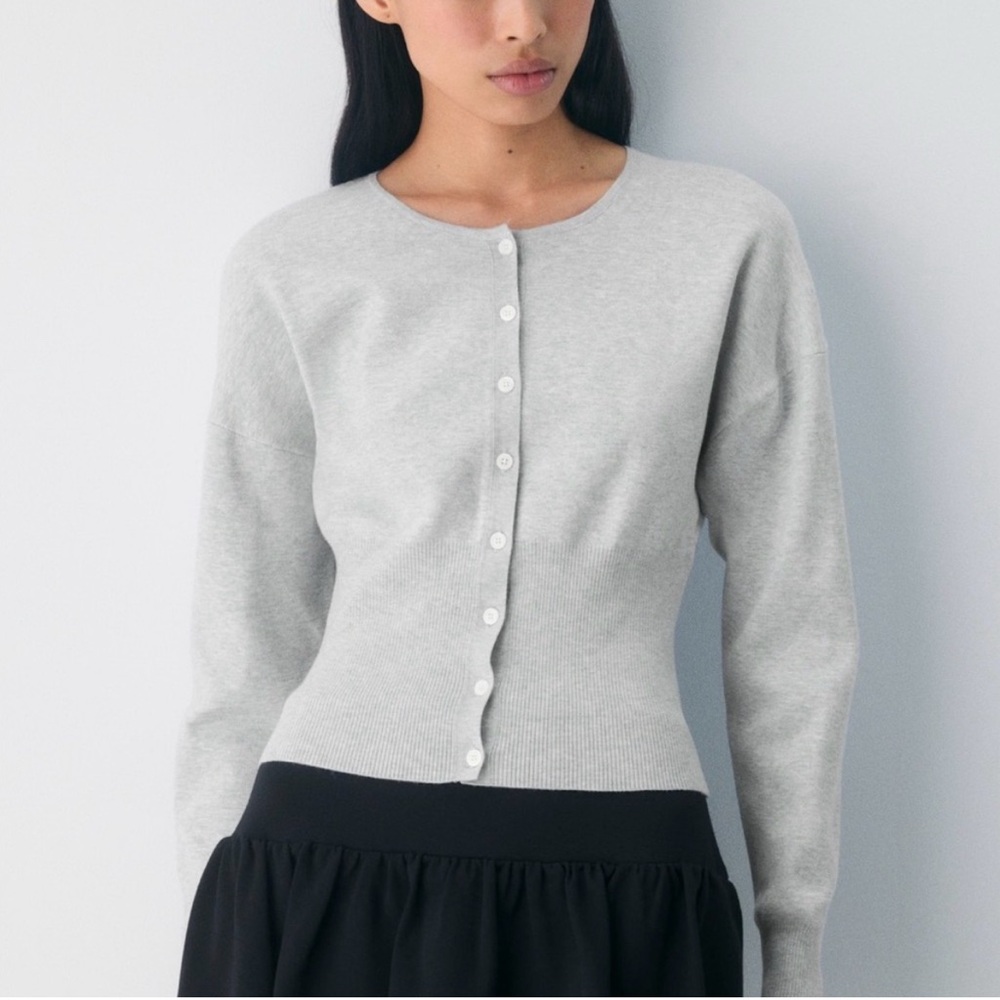 Aritzia Wilfred Golightly Cardigan Wonder Yarn in Heather Chrome
